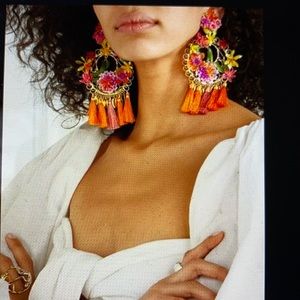 Mercedes Salazar Floral Statement Earrings Clip On